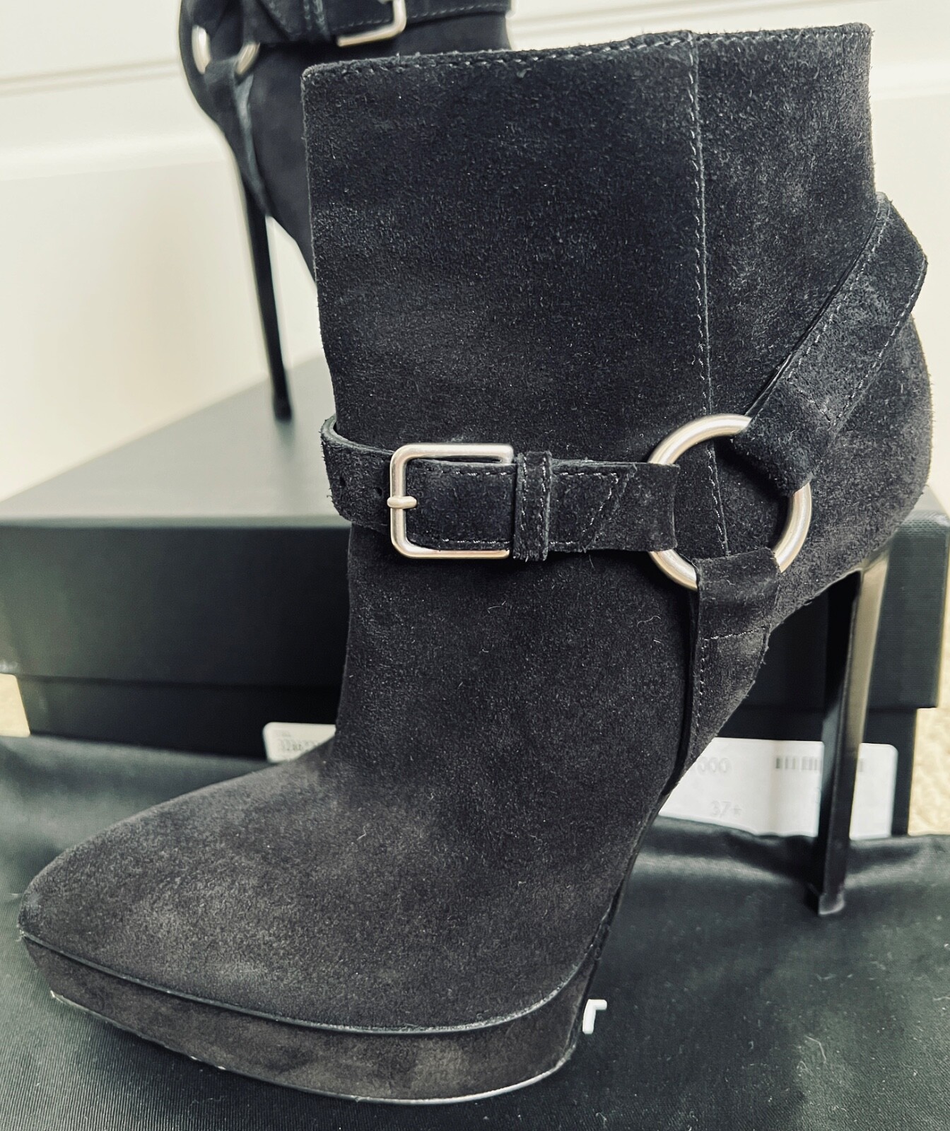 Stivaletti Saint Laurent YSL Janis Harness Wyatt platform a punta taglia 37 5 $ 1950