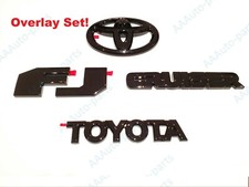 Rear Door Logo Overlay Badge Emblem For Toyota Fj Cruiser 2007-2015 Gloss Black