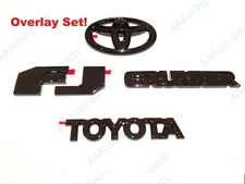 Rear Door Logo Overlay Badge Emblem For Toyota FJ Cruiser 2007-2015 Gloss Black