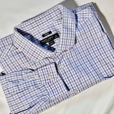 Pronto Uomo Men s Button Down Shirt Long Sleeve Sz. 20 34/35 Lavender and Blue