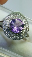 REFINED NATURAL AMETHYST IN.925 STERLING SILVER DESIGNER RING IN SIZE 8.0