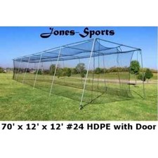 Jones-Sports 12' x 12' x 70' Batting Cage Net with Door 24 HDPE 42-Ply