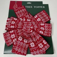 Winter Wonder Lane Tree Topper Red Snowflake Bow Christmas Holiday Home Decor