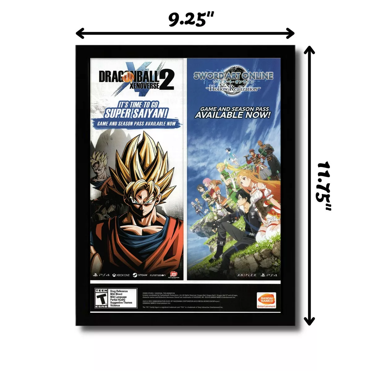 2016 Dragon Ball: Xenoverse 2/Sword Art Online Framed Print Ad