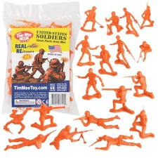 TimMee Processed Plastic Army Men 48pc Orange Tim Mee Toy Soldier Figures USA