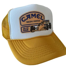 Vintage Camel Racing Hat Trucker Hat Racing snapback Yellow Unworn Adjustable