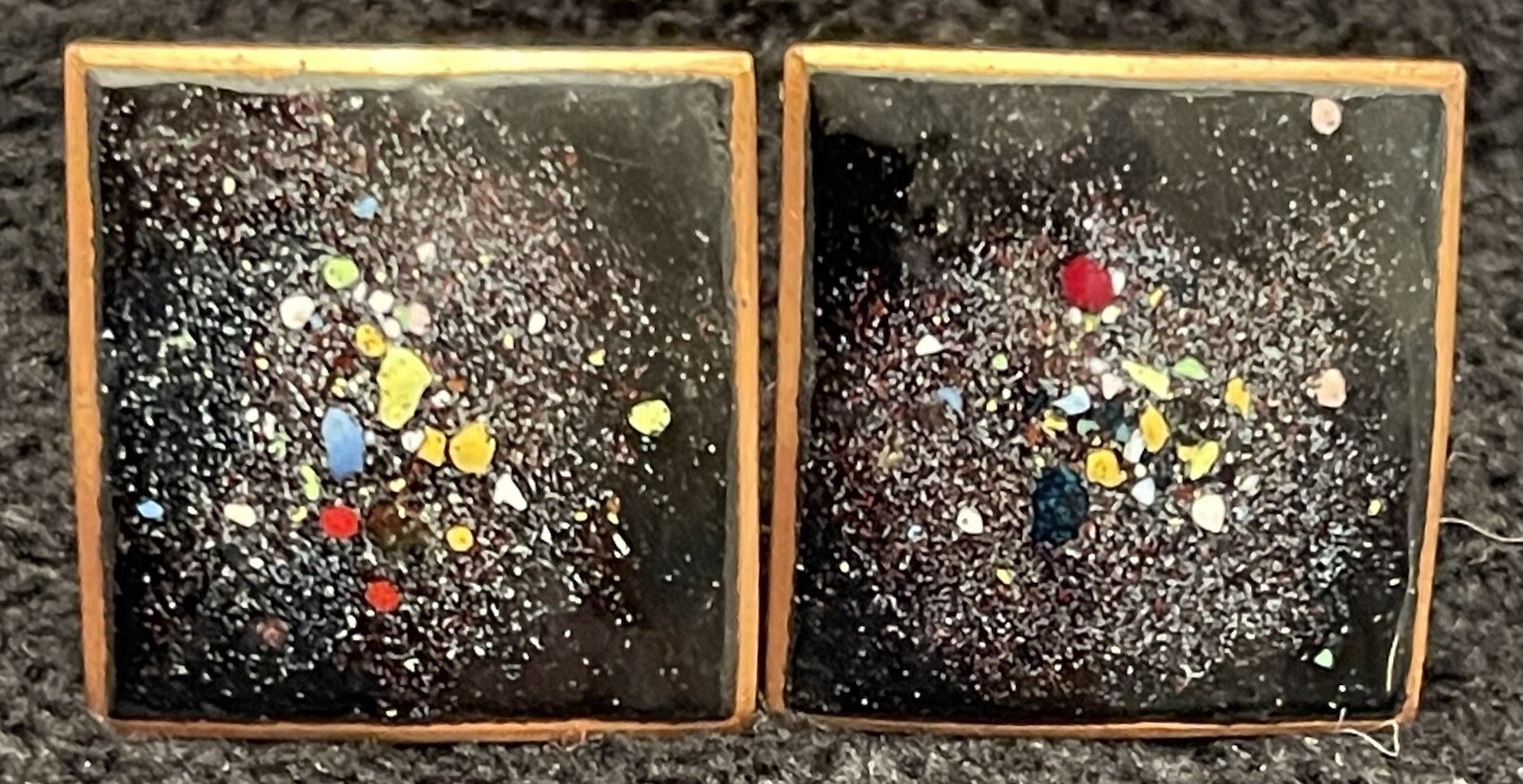 Enamel Solid Copper Screw Back Earrings Artisan C… - image 1