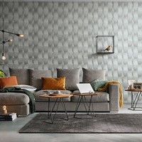 Erismann Geometrische Metallic 3D Effekt Tapete Grau/Silber 10046-10