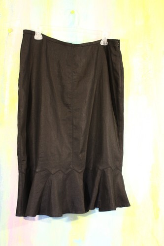 Black 100% Linen SKIRT 18W Trumpet Flare Summer Wedding Guest Party Career 18 38 - Picture 12 of 13