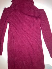 Cosmo Maroon Cold Shoulder Sweater Dress XS EUC