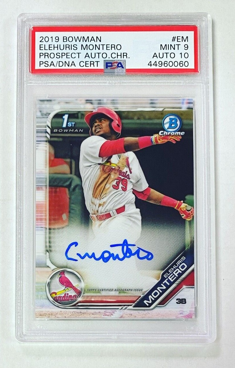 2019 Bowman Elehuris Montero Chrome Auto PSA 9 10 Auto 1st Prospect CPA-EM