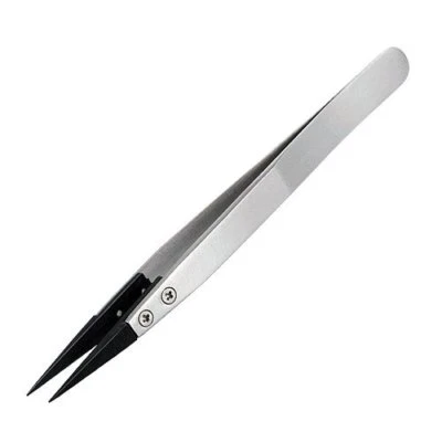 TWEEZERS straight, PPS Plastic TIPS (fine), stainless steel, ESD ENGINEER PTZ-41