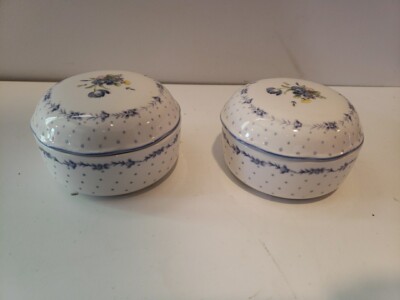 Nikko Japan Blue Peony Porcelain Bonbon Mints  Jars