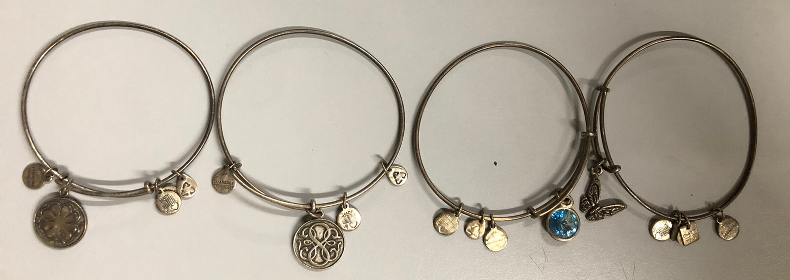 Lot of Four Alex and Ani Energy Bangle Expandable Bracelets 2012
