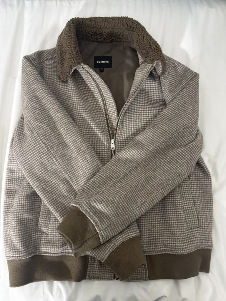 Express Bomber Jacket: Houndstooth Wool-Blend She… - image 4