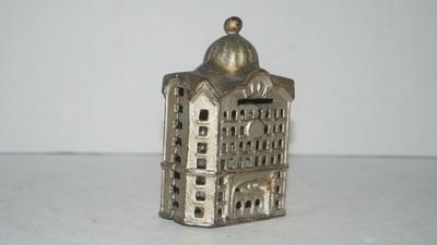 Vintage Cast Iron Dome Bank Building Still Coin Bank