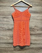 New Look Vibrant Orange Lace Bodycon Mini Dress | Size 8
