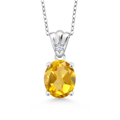 3.23 Ct Oval Yellow Citrine 925 Sterling Silver Pendant