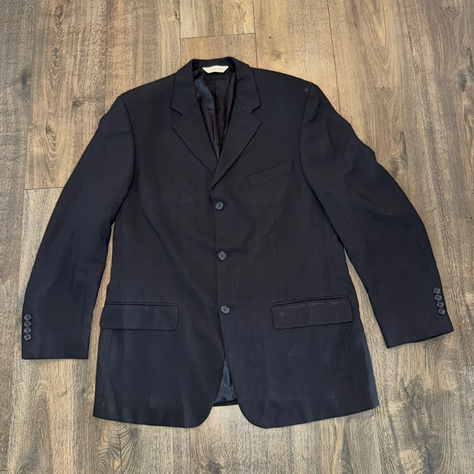 Pronto Uomo Men's Blazer 100%Wool Bluish Black Sport Coat Jacket 40R Canada Made