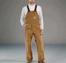 Carhartt Brown Mens Size 38x30 Flame Resistant Duck Unlined Double Knee Overalls