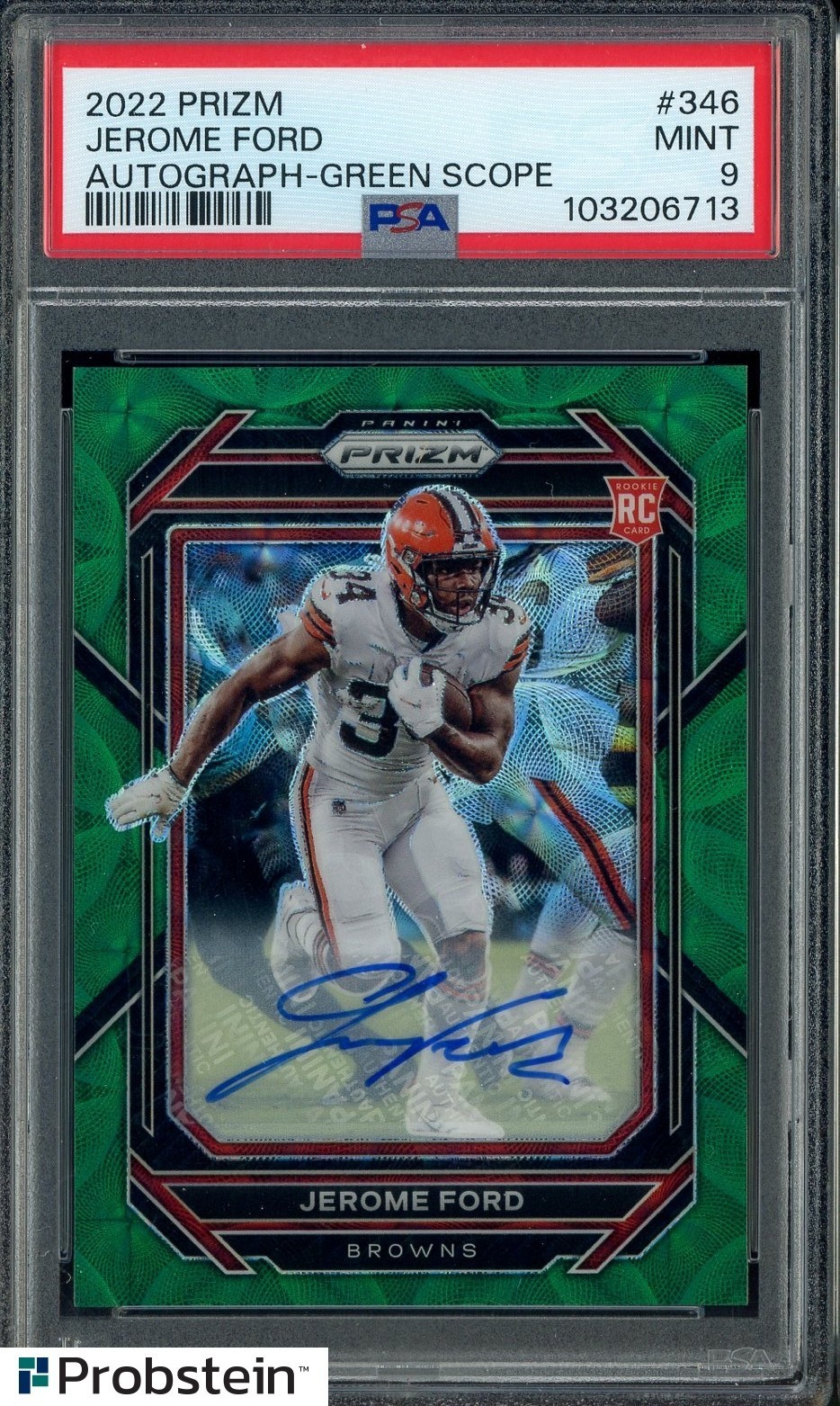 Jerome Ford Panini Prizm #346 Autograph-Green Scope