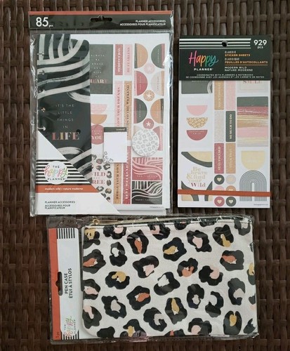 Happy Planner Modern Wild Planner Accessories, Pen Case Pouch & Sticker Sheets