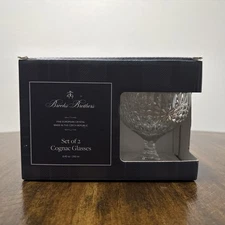 2 Brooks Brothers Cognac Glasses Brandy Snifters Euro Crystal Barware NIB