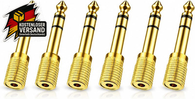 6er Audioklinke Adapter Set 3,5mm auf 6,35mm Stereo für Musiker & DJ