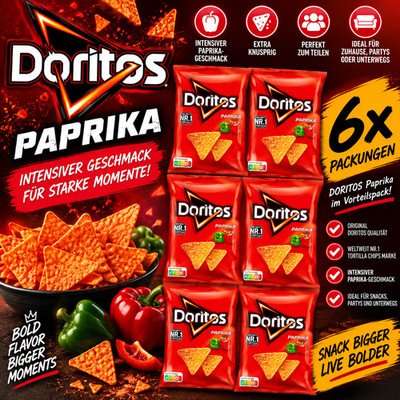 6x Doritos Paprika   Tortilla Chips Paprika Geschmack Vorratspack