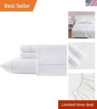 Crisp Cotton Percale King Sheet Set - Includes Matching Scallop Pillowcases