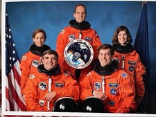 Ancienne lithographie NASA STS-32 Columbia LDEF récupération satellite + chapeau HQL-250 E
