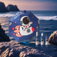 Nice Astronauts Space Automatic umbrella Cute children's umbrella Night Reflecti