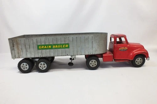 Vtg Tonka Ford Grain Hauler Truck Tractor Trailer Transport Red Mound Minn MN