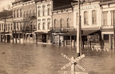 Pomeroy Ohio River Floods Downtown Hardware Store / Furniture RPPC Postcard COPY