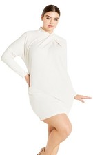 City Chic Women's Plus Size Dress-Wrap Neck, Cream