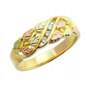10K Black Hills Gold Men's Diamond Ring by Mt Rushmore Size 10 - FAST SHIPPING