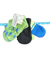 Dinosaurs kids mittens 3 pk Stripes Blue Green Black PT905 