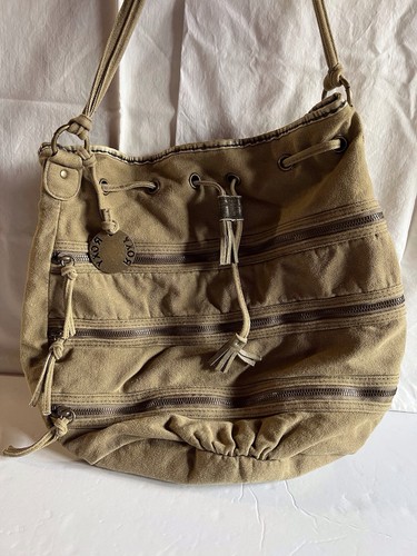 ROXY Canvas Cotton KHAKI Purse Vintage Y2K Shoulder Bag Or Hand Bag - Picture 1 of 11