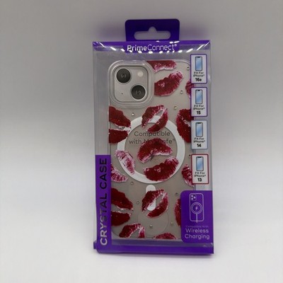 Prime Connect Crystal Case Red Lips For iPhone 16e /15 14 /13 Wireless Charging.