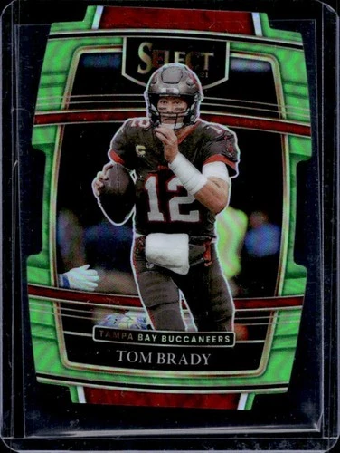 2021 Panini Select Tom Brady Neon Green Prizm Die Cut Concourse #/349 Buccaneers