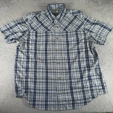Duluth Trading Co Vented Fishing Shirt Mens XL Blue Plaid Performance