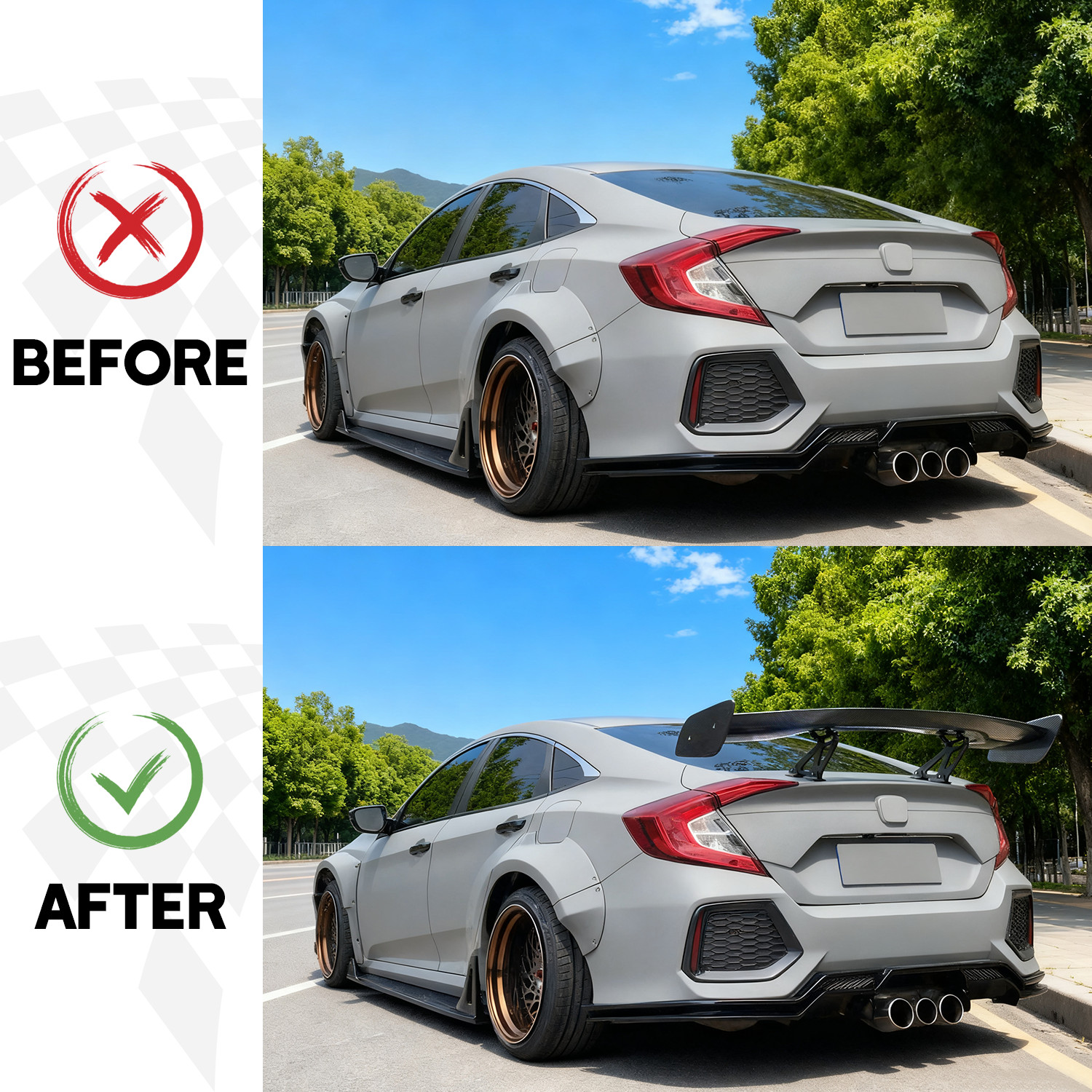 47" Fiber Rear Trunk Spoiler Wing Adjustable GT-Style For Acura NSX