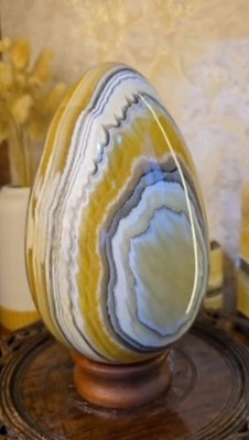 Huge 8'' Zebra Calcite Crystal Egg Premium Massive Striped Statement Stone Egg