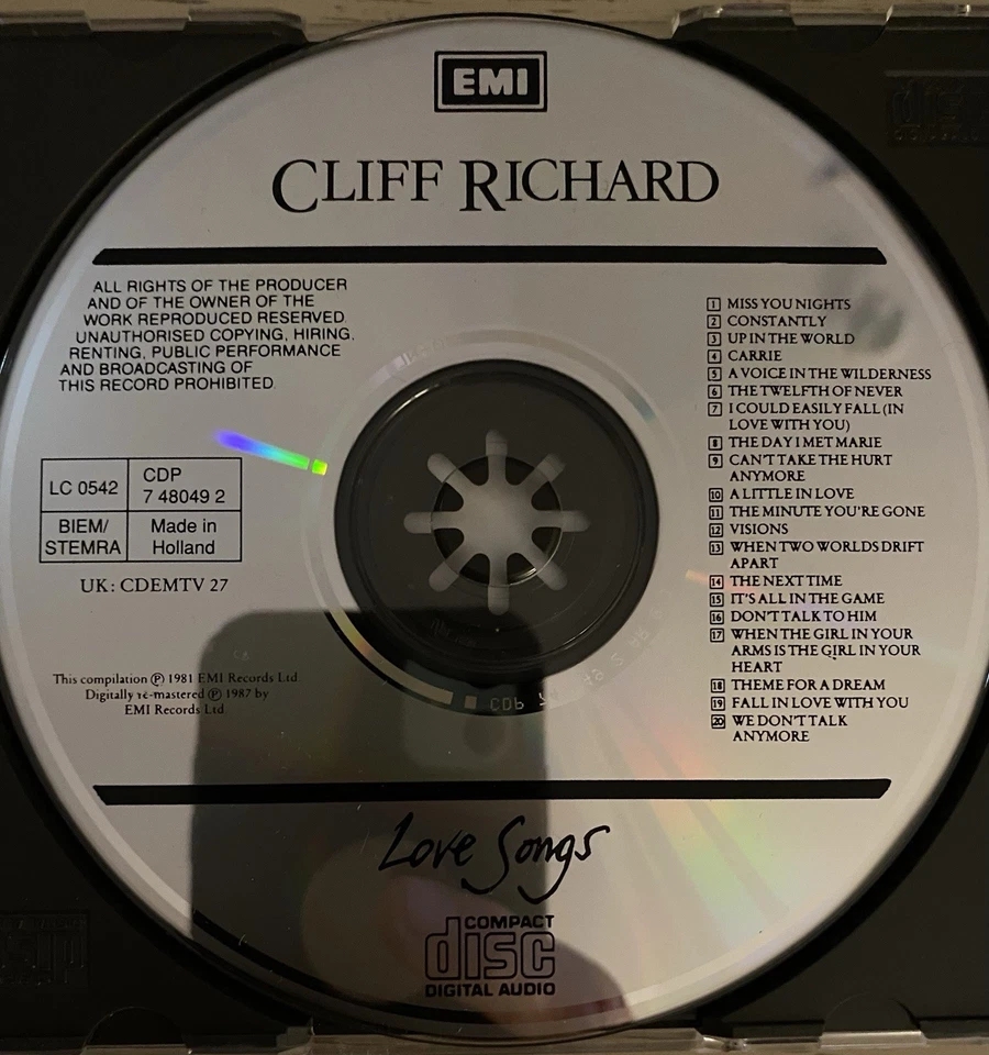 Cliff Richard CD Love Songs 1981 EMI Records Zustand Sehr Gut - Bild 3 von 4