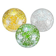 3 Pcs 2.4 in Glass Decorative Balls for Bowls, Green/White/Yellow