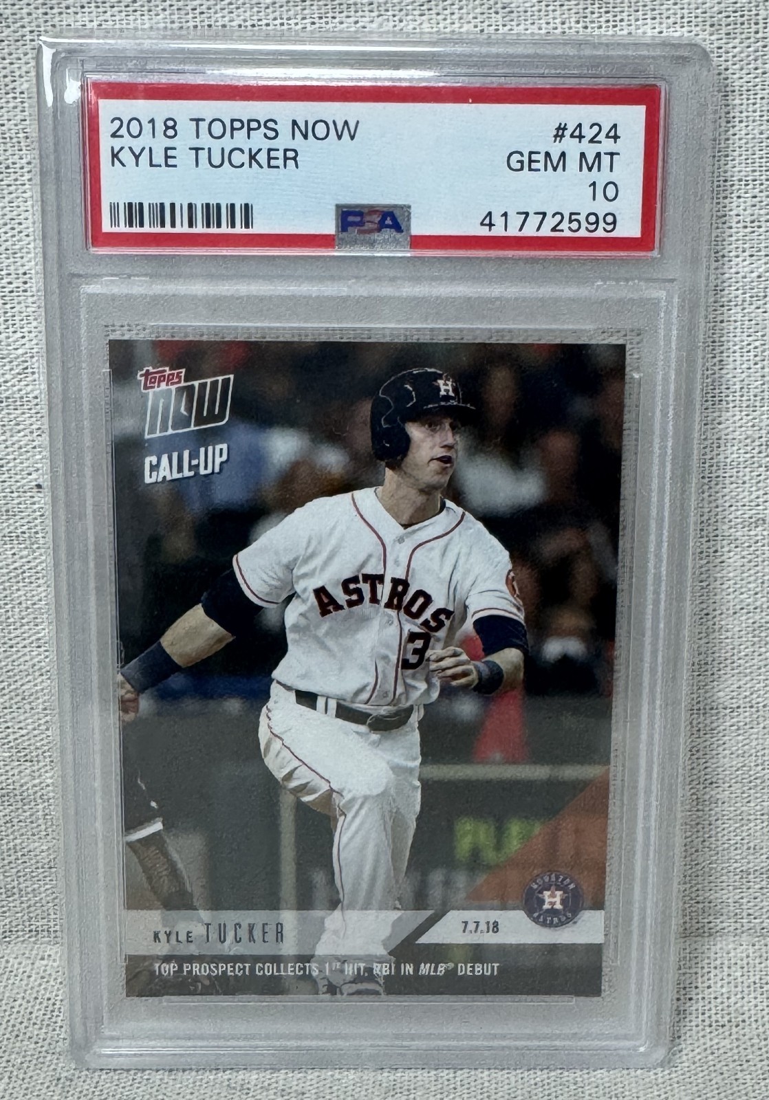 Kyle Tucker 2018 Topps Now #424 Rookie Call-Up (Houston Astros) PSA 10 GEM MT