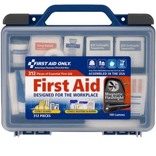 Workplace First Aid Kit 312 Pc w/ Flashlight OSHA Compliant Office Truck