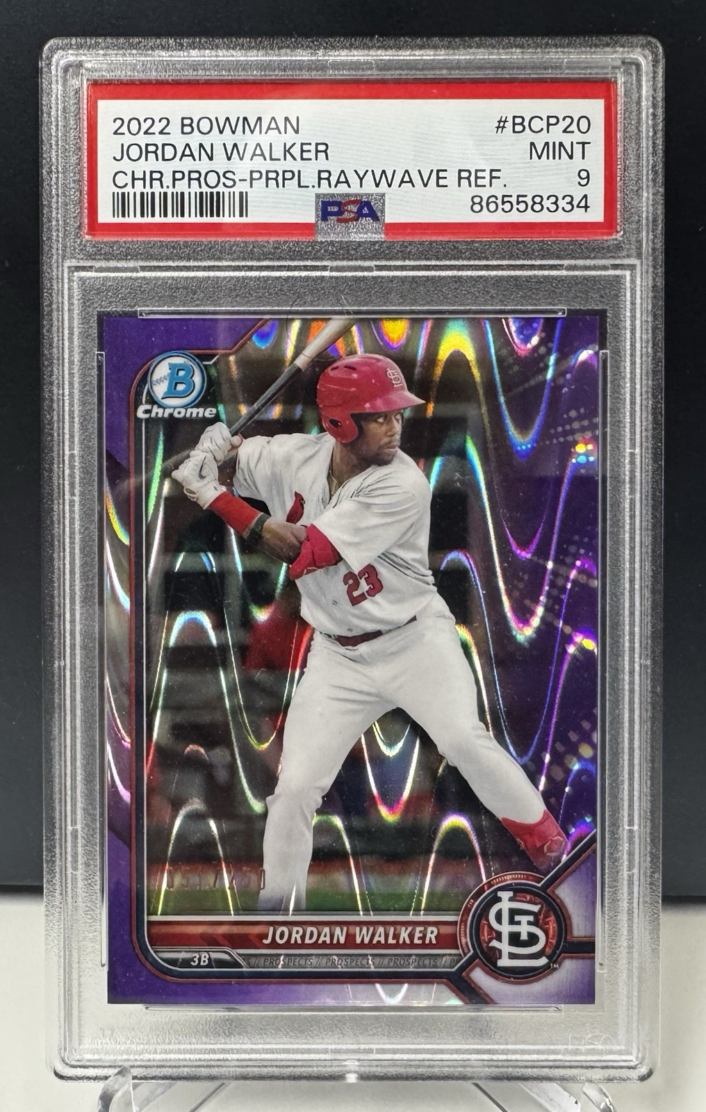 2022 Bowman Chrome Jordan Walker PSA 9 Purple RayWave Refractor 051/250 #BCP-20