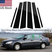 For 03-07 Honda Accord Sedan 6pcs Glossy Black Pillar Posts Window Covers Trim