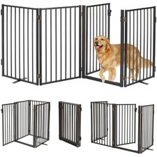 Paulmele Metal Freestanding Dog Gates with Door for Outdoor Indoor,80'' Extra...